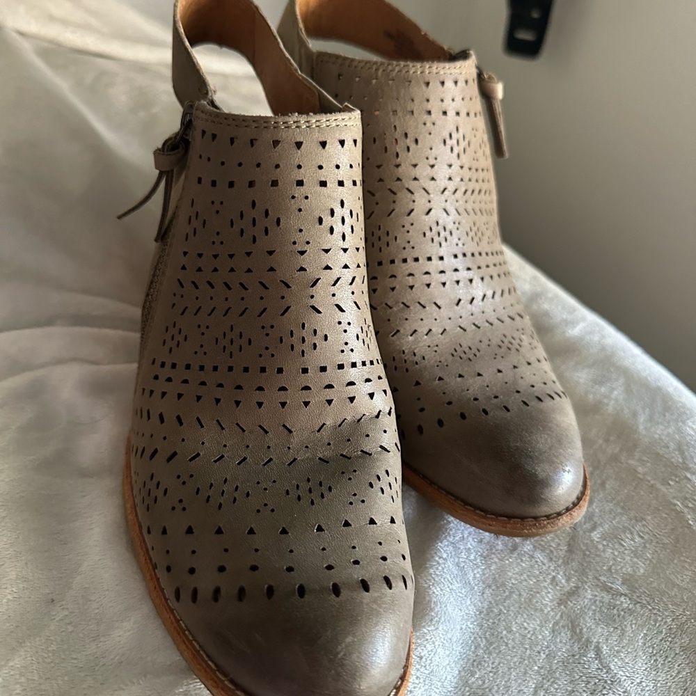 Sofft Perforated Olive Green Ankle Boots